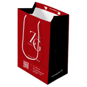 Sacola Para Presentes Média Negócios de logotipo personalizado vermelho e pret
