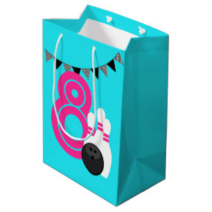 Sacola Para Presentes Média Neon Blue Boliche Birthday Gift Bag