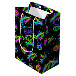 Sacola Para Presentes Média Neon Glow Stick Bar Mitzvah ID991
