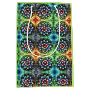 Sacola Para Presentes Média Neon Mandala - Retromoderno Celestial