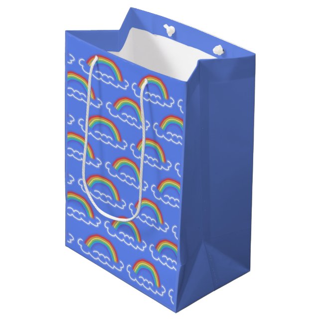 Sacola Para Presentes Média Neon Rainbows Gift Bag (Denim Blue) (Frente inclinada)