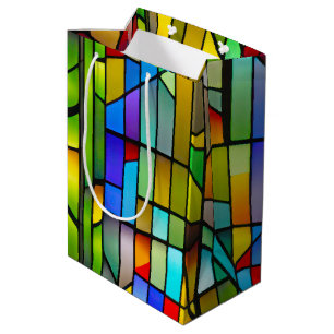 Sacola Para Presentes Média Neon StainGlass