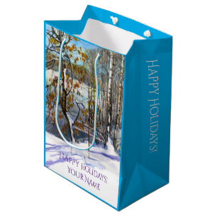 Sacola Para Presentes Média Neve caiu d'água