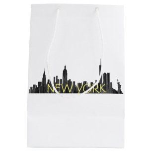SACOLA PARA PRESENTES MÉDIA NEW YORK, PINCEL DA SKYLINE DE NY -