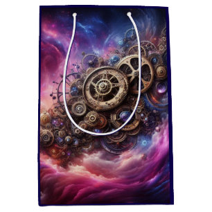 Sacola Para Presentes Média Níbula de Clocos Steampunk