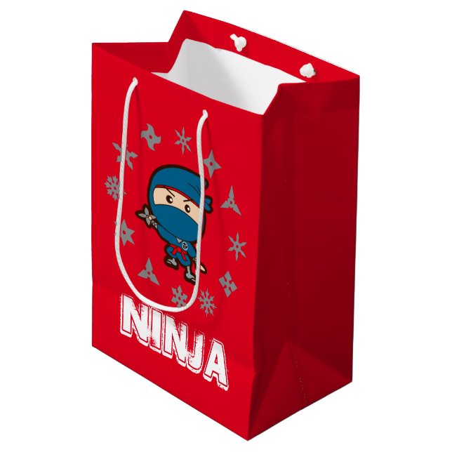 Sacola Para Presentes Média Ninja Boy Christmas (Frente inclinada)