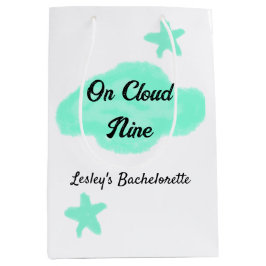 Sacola Para Presentes Média No nono verde pastel estrelas solteira