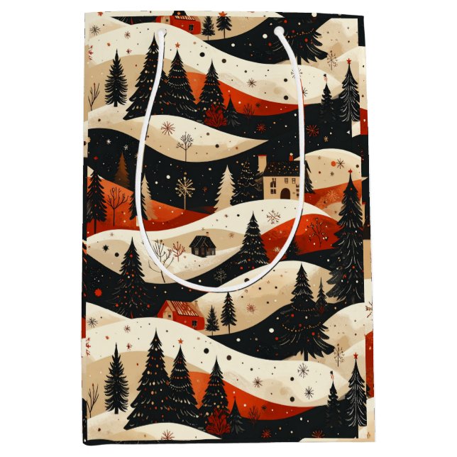 Sacola Para Presentes Média Noir Noël - Casa (Frente)
