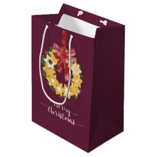 Sacola Para Presentes Média Noite de Cookie com fundo de ameixa profunda