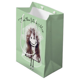 Sacola Para Presentes Média Noiva Boneca de Palito com Buquê