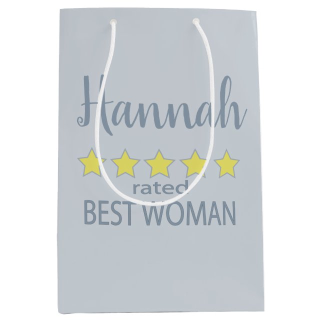 Sacola Para Presentes Média Noiva & Corte de Honra 5 Estrelas Melhor Mulher (Frente)