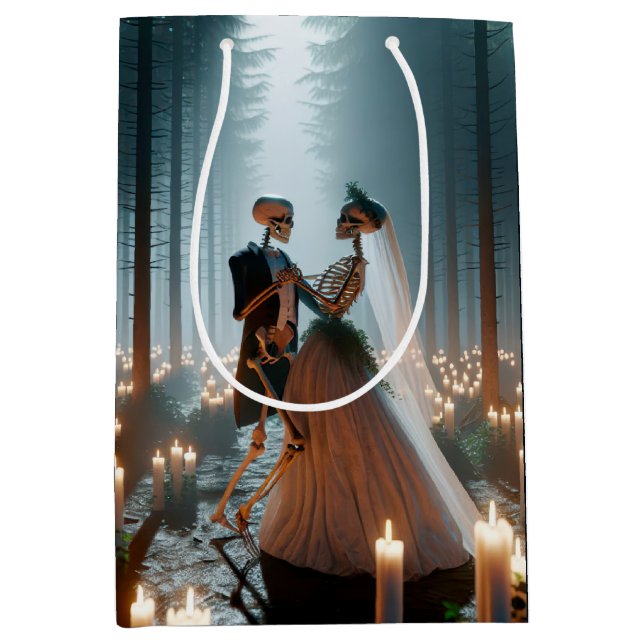 Sacola Para Presentes Média Noiva das Halloween e dança de noiva (Frente)