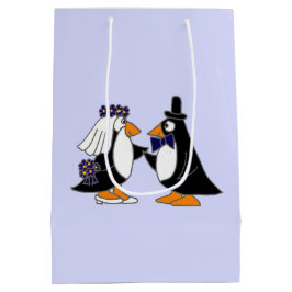 Sacola Para Presentes Média Noiva Pinguim Engraçada e Bolas de Presente