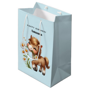 Sacola Para Presentes Média Noivado das Visitas de Cute Pony