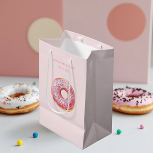 Sacola Para Presentes Média Noivado de Rosquinha Rosa Pastel da Hora Mais Doce
