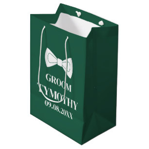 Sacola Para Presentes Média Noivo Esmeralda Verde Elegante Moderno Presentes C
