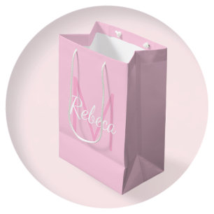 Sacola Para Presentes Média Nome da garota mimada Rosa Suave e Branco
