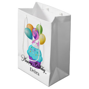 Sacola Para Presentes Média nome de adição do cupcake do segundo aniversário d