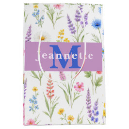 Sacola Para Presentes Média Nome de Flor Silvestre Rosa Salmão Azul Lavanda Pa