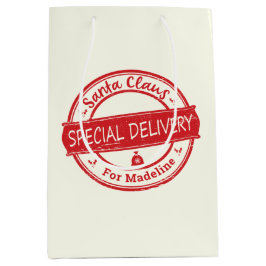 Sacola Para Presentes Média Nome do Adição de Entrega Especial do Pai Natal