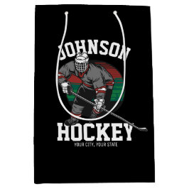 Sacola Para Presentes Média Nome do atleta da Equipe de Jogadores de Hóquei em