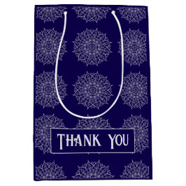 Sacola Para Presentes Média Nome do Mandala para o Luxo do Indigo Azul Moderno