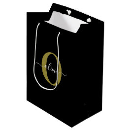 Sacola Para Presentes Média Nome do Script Monograma Personalizado Branco Pret