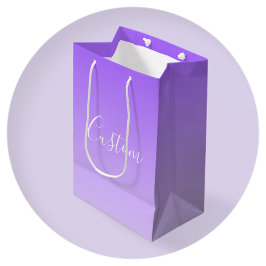 Sacola Para Presentes Média Nome em letra cursiva e gradiente roxo claro editá