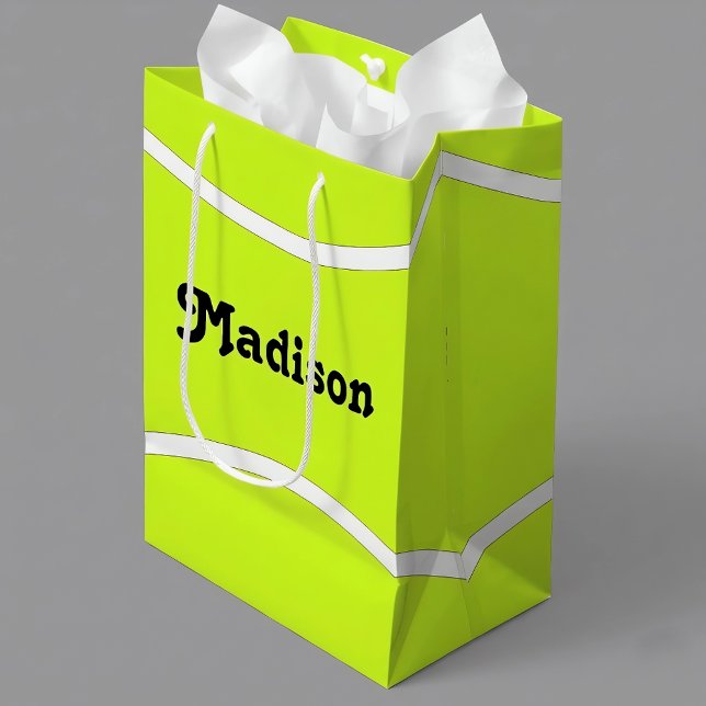 Sacola Para Presentes Média Nome ou Texto do Tênis Player Personalizado de tên (Customizable tennis gift bag. Personalize with your own name or text!)
