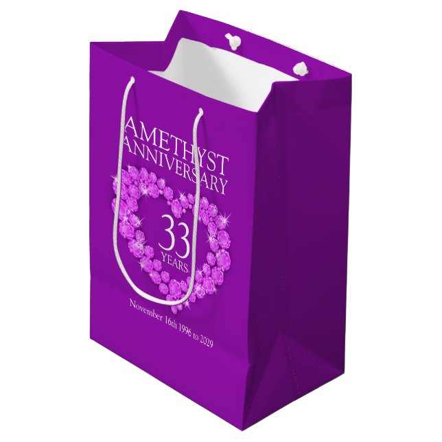 Sacola Para Presentes Média Nome personalizado amethyst - bolsa roxa de foto d (Frente inclinada)