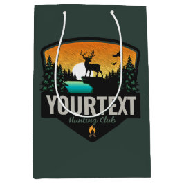 Sacola Para Presentes Média Nome Personalizado Caça Alce Selvagem Pôr do Sol