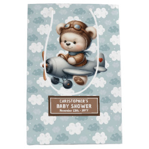 Sacola Para Presentes Média Nome personalizado Ideia de Chá de fraldas do Urso
