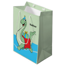 Sacola Para Presentes Média Nome Personalizado, Menino, Aniversário Dinossauro
