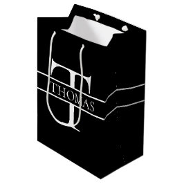 Sacola Para Presentes Média Nome Personalizado Personalizado Elegante Monogram