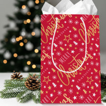 Nome Personalizado Script de Natal Red Faux Dourad