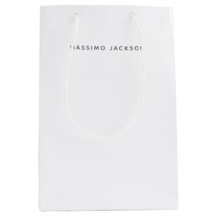 Sacola Para Presentes Média Nome Próprio Minimalista Moderno Simples Preto Bra