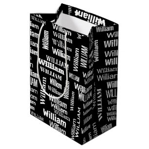 Sacola Para Presentes Média Nome White WILLIAM em preto