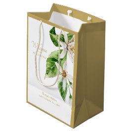 Sacola Para Presentes Média Nomes de Boas-Vindas de Casamento White Floral