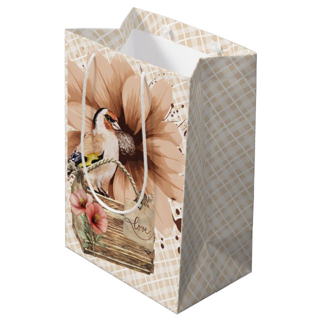 Sacola Para Presentes Média Nook Rustic Blossom Bird (Verso inclinado)