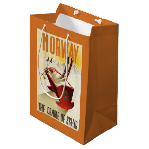 Sacola Para Presentes Média Noruega - o berço do esqui