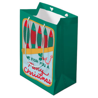 Sacola Para Presentes Média Nós Pescamos um Feliz Natal Férias Divertidas