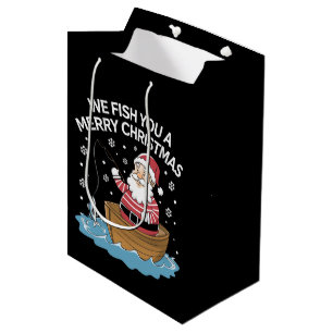 Sacola Para Presentes Média Nós Pescamos Um Natal Feliz Pescador Pescando
