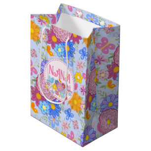 Sacola Para Presentes Média Nós Te Amamos Nana Flores Silvestres BOHO Personal