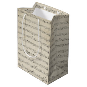 Sacola Para Presentes Média Nota de Música Vintage