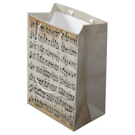 Sacola Para Presentes Média Notas de Música da Folha de Manuscrito de Vintage 