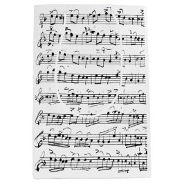 Sacola Para Presentes Média Notas de Música de Folha Manuscrita de Vintage Ele