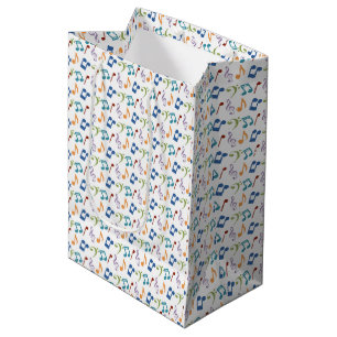 Sacola Para Presentes Média Notas de música do arco-íris (branco)
