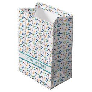 Sacola Para Presentes Média Notas de música personalizadas do arco-íris (branc