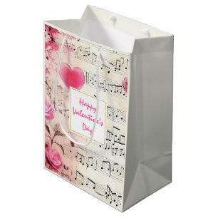 Sacola Para Presentes Média Notas musicais e Dias de os namorados de Design de