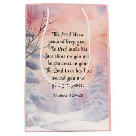 Sacola Para Presentes Média Números 6 Lord Bless You Bíblia Verse Winter Snow